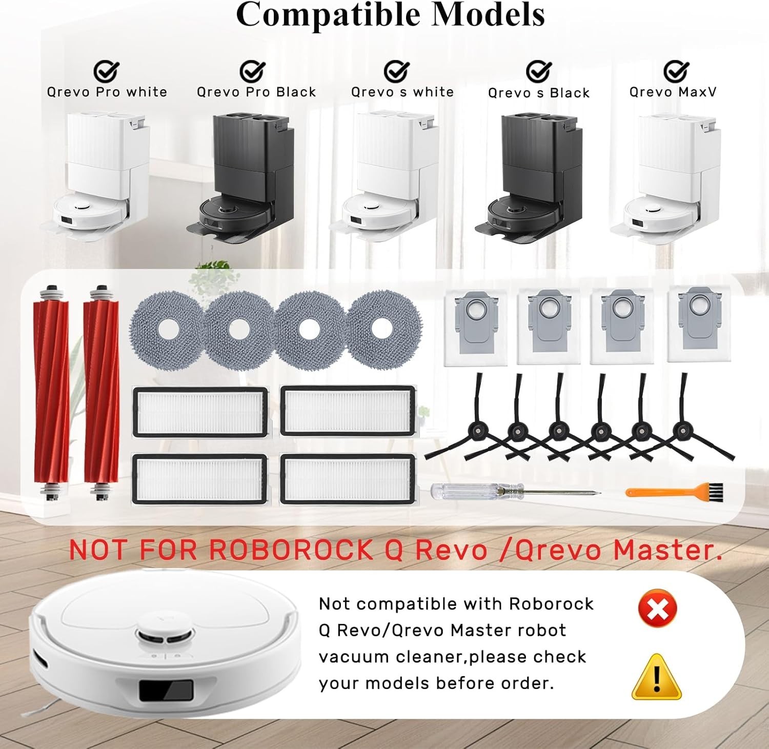 Accessories Kit for Roborock Qrevo S/Qrevo Plus/Qrevo Pro/Qrevo MaxV 【Not for…