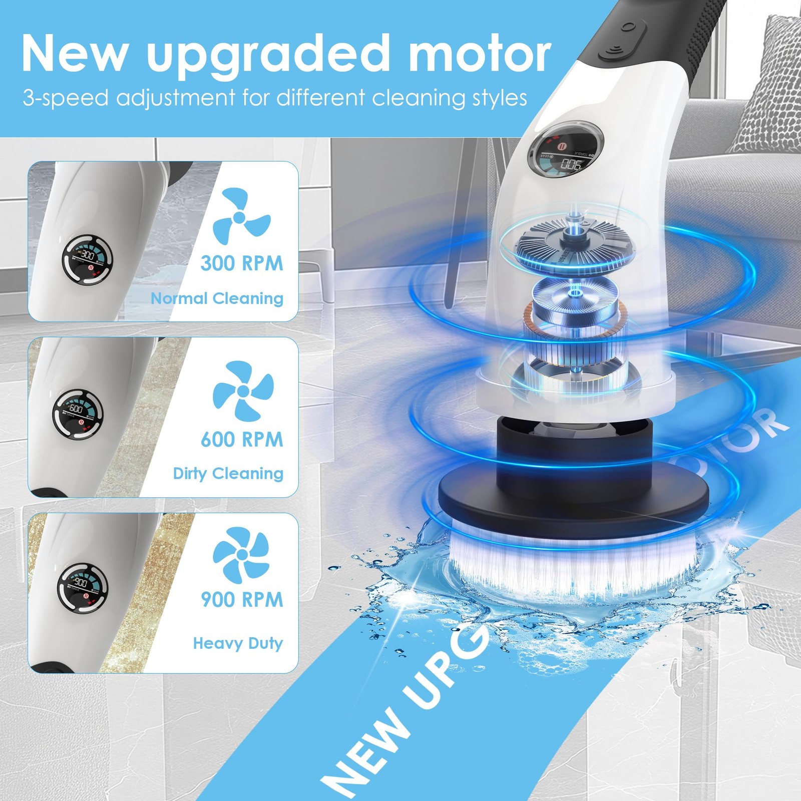 Electric Spin Scrubber, Cordless Cleaning Brush with 180 Min Runtime, 3-Speed…