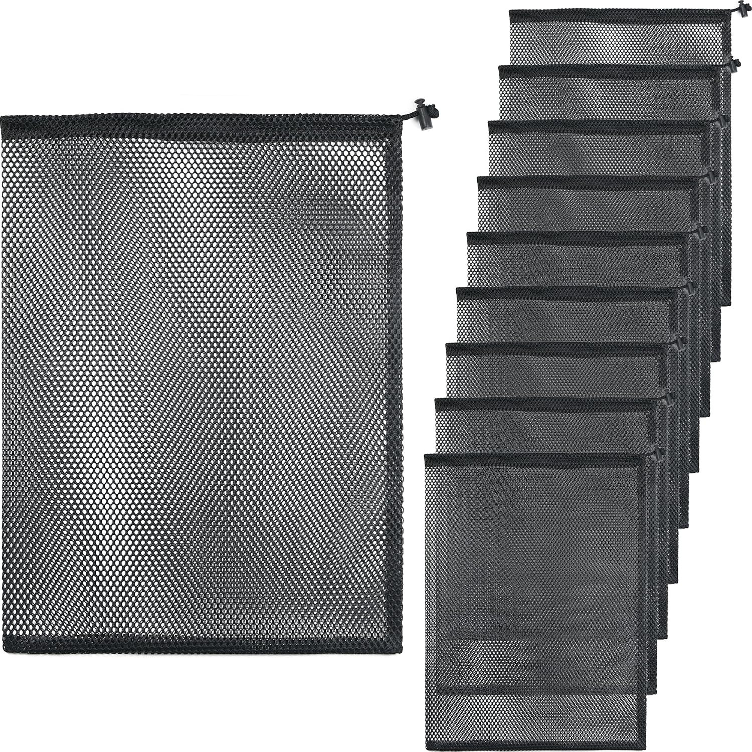 10 Pcs Mesh Drawstring Bag 12″ X 16″ with Cord Lock Closure, Heavy Duty Nylon