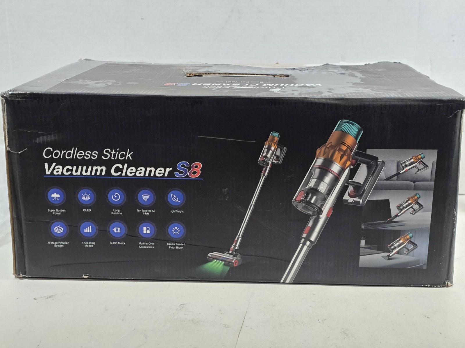 Cordless Stick Vacuum Cleaner 600W 48KPa 65Min Runtime Lightweight 8-in-1