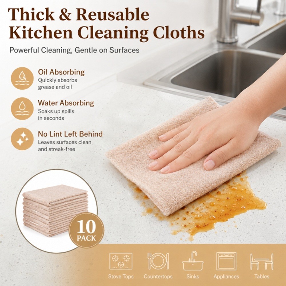 10-Pack Super Absorbent Luffa Dishcloths – Natural Plant Fiber Cleaning Towels