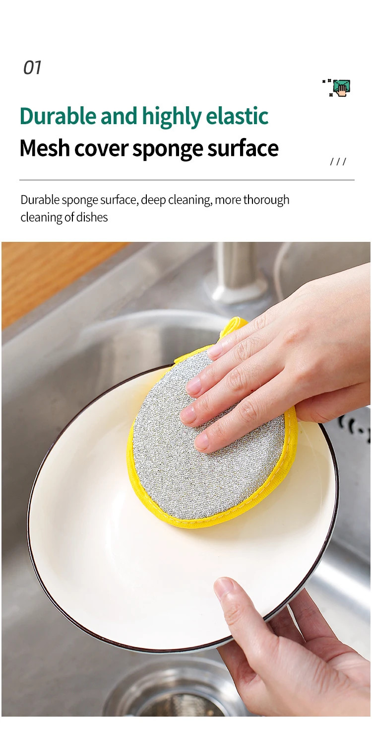 10 Pcs,Round Sponge Scrubber – Double-Sided Cleaning, Easy Stain Removal