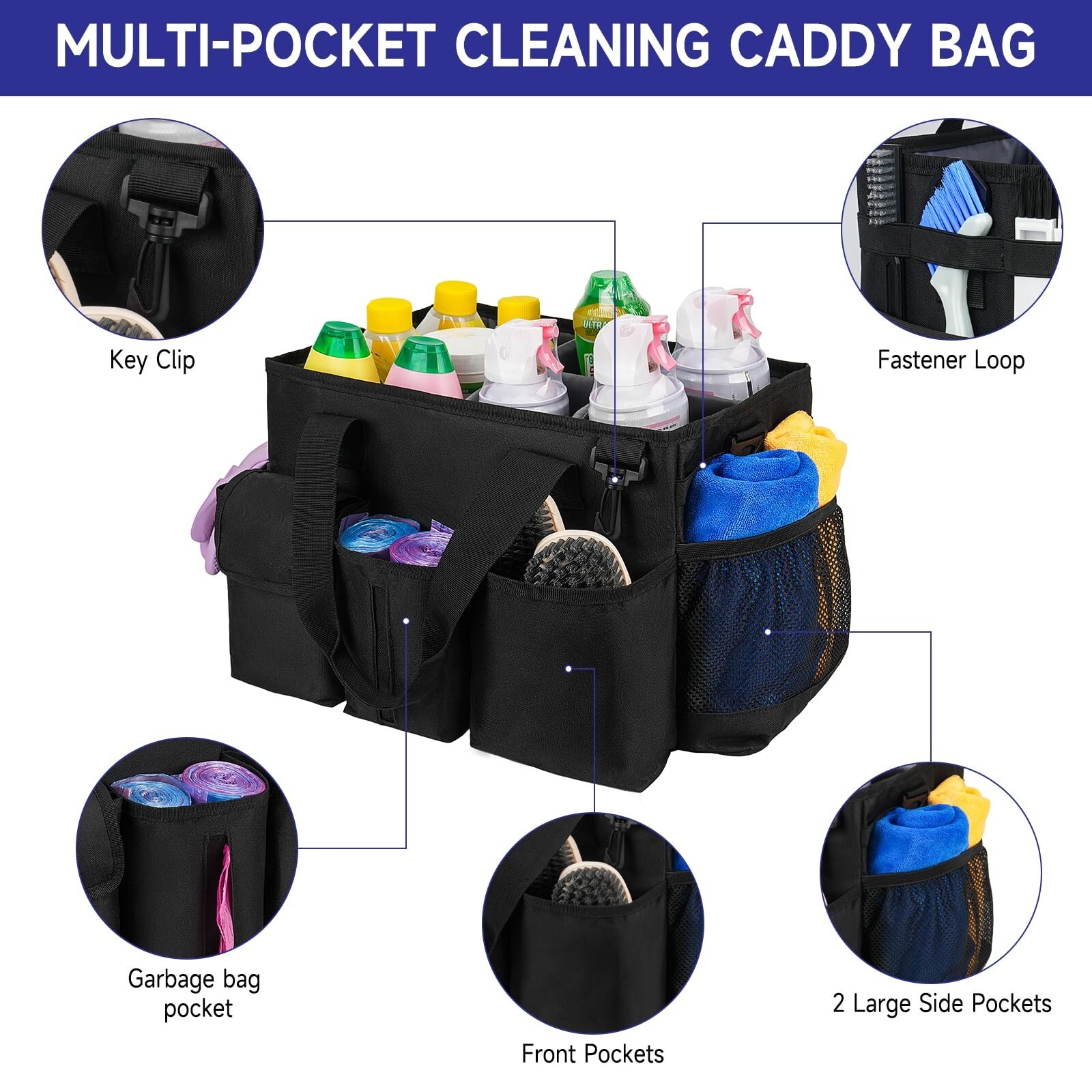 Cleaning Caddy,Cleaning Bag for Housekeepers,Cleaning Supplies Organizer with…