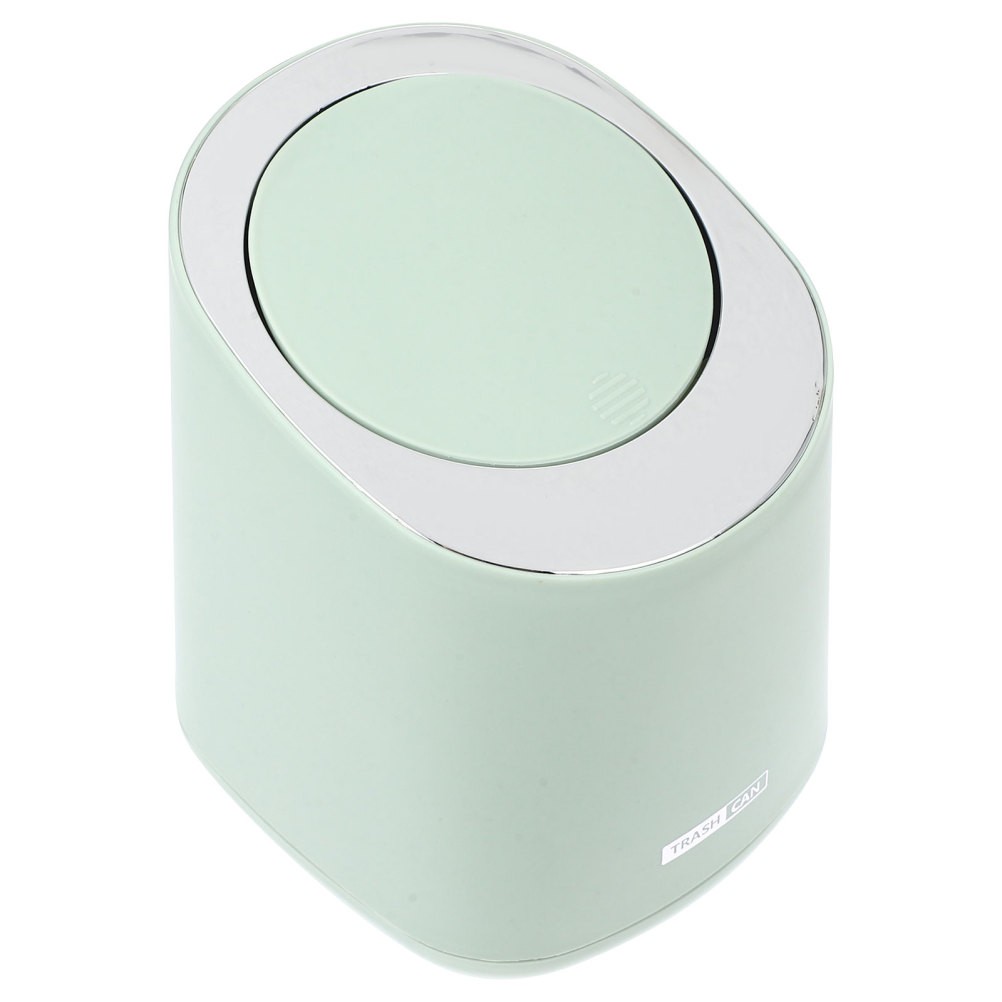 1 Set Mini Reusable Desk Trash Can with Lid Light Green ABS PP Press Type