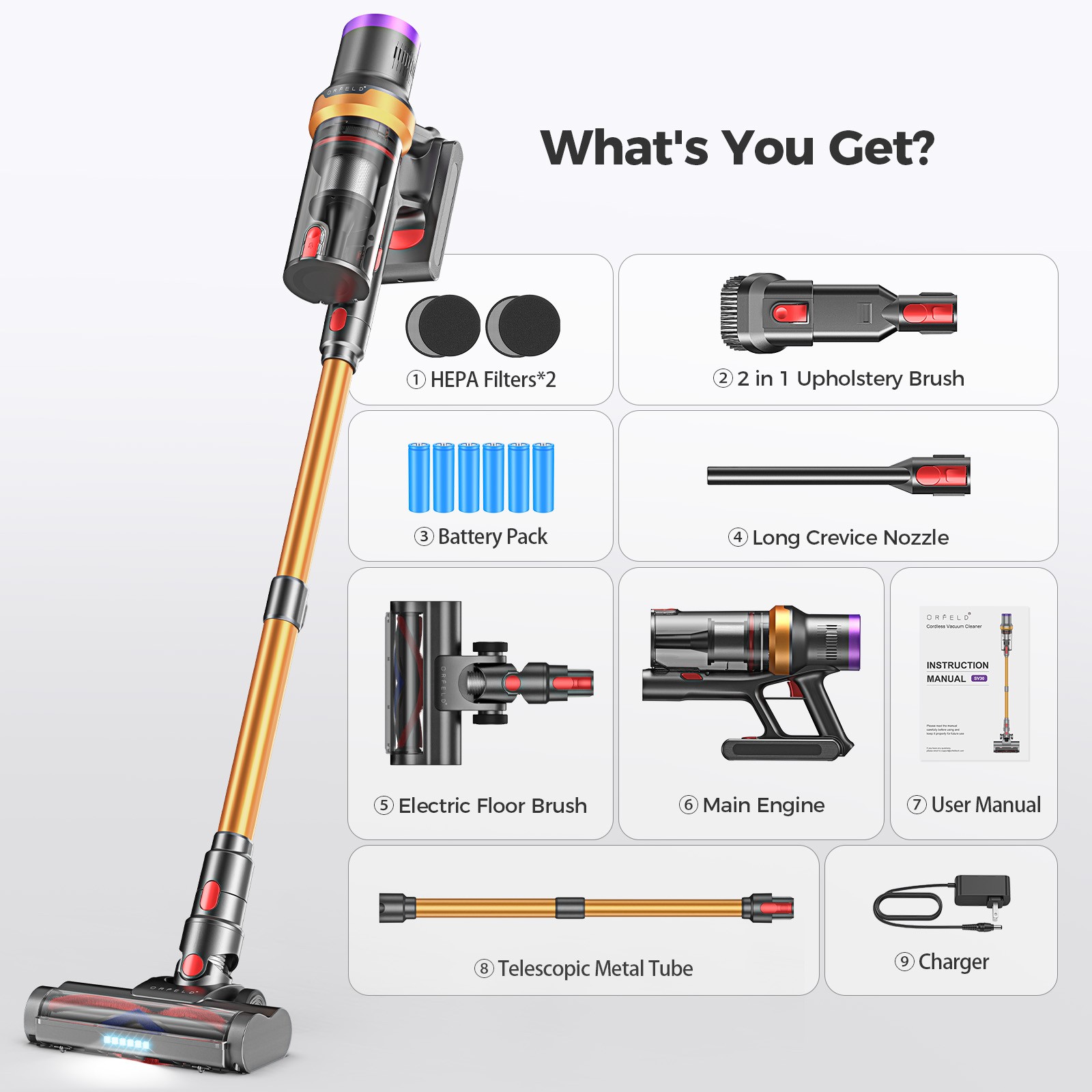 Cordless Vacuum Cleaner Stick Floor Vacuum 45min 45KPA Lightweight Rechargeable