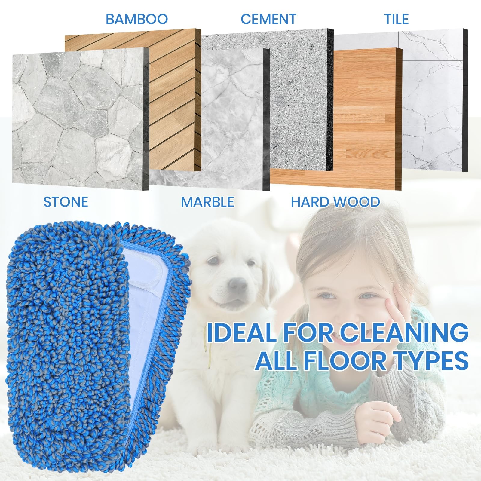 2 Pack Microfiber Mop Pad for Dry Dusting Wet Mopping (Dust Mop :B0CM8Z8Y2P)