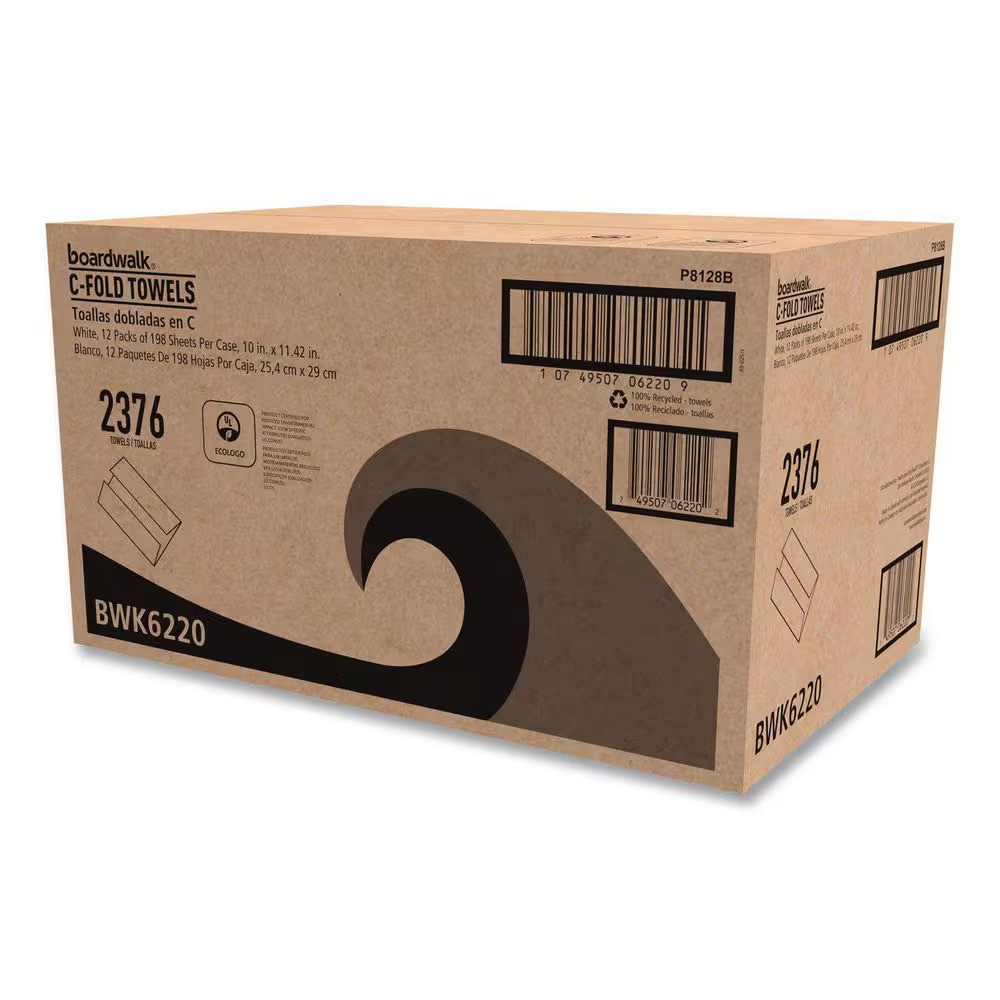 C-Fold Paper Towels Bleached White (198 Sheets per Pack, 12-Packs per Carton)