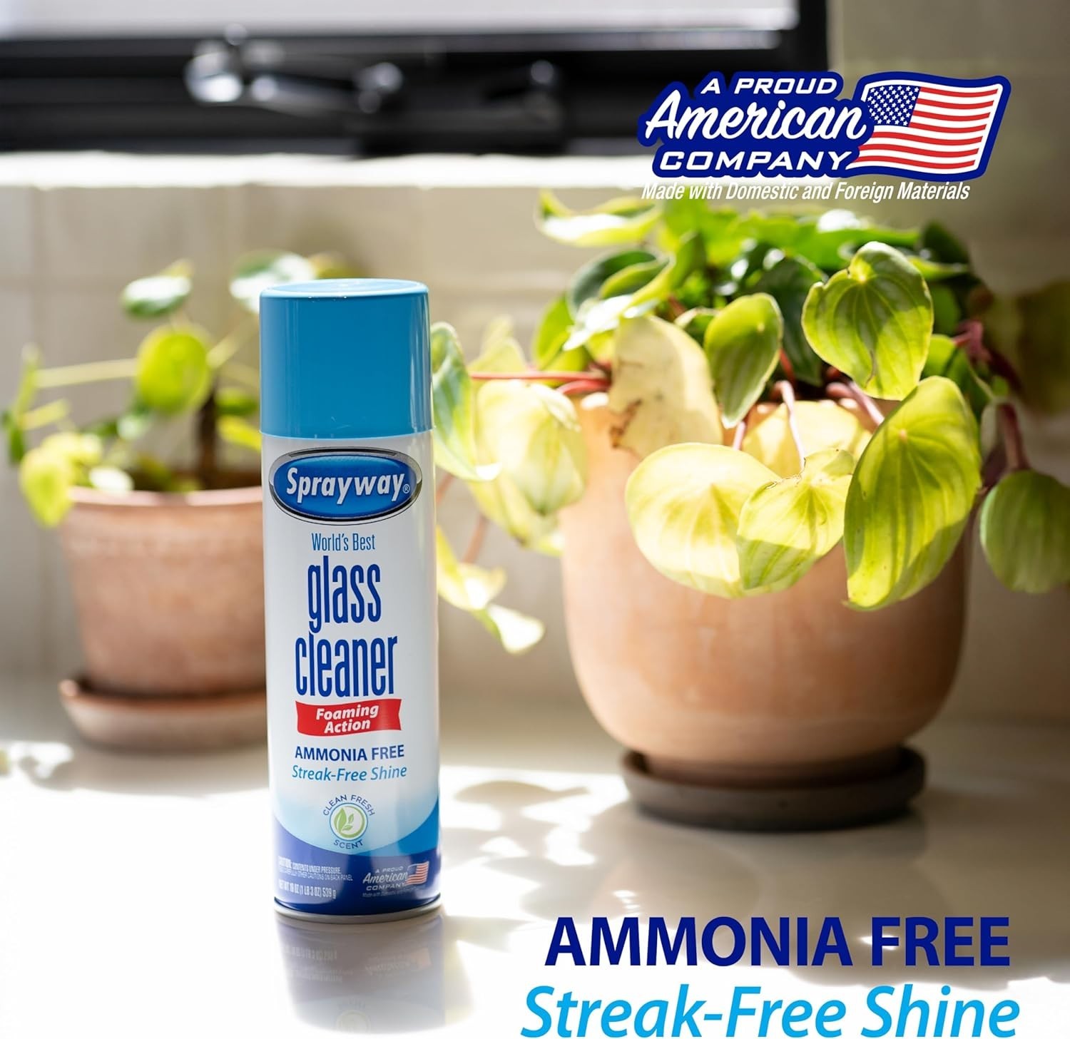 Sprayway Glass Cleaner Foaming Aerosol Spray, 19oz, Pack of 2 | Ammonia-Free, St