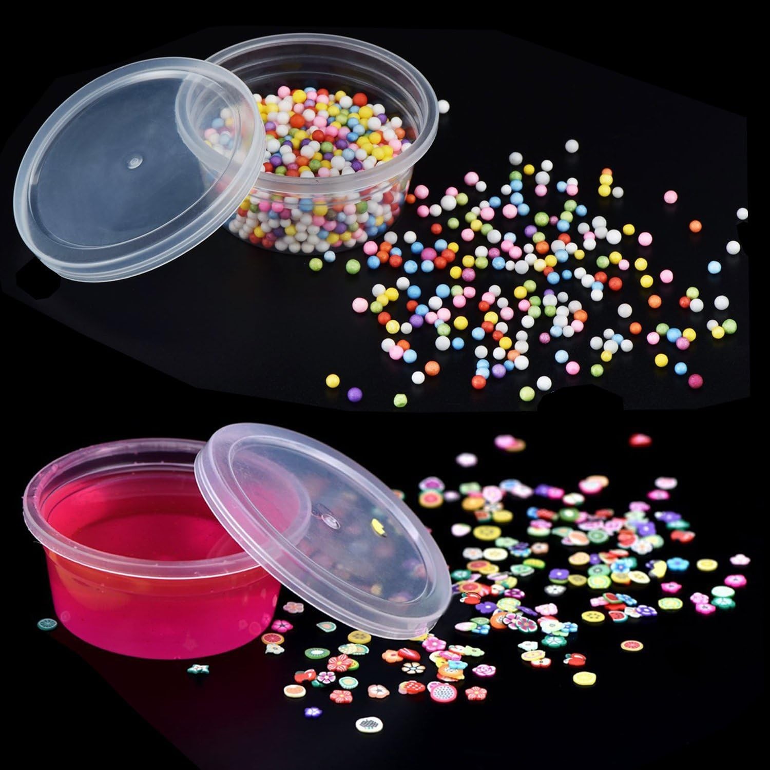 Augshy Small Slime Containers With Lids, 50 Pack 2 oz-50 Pack, Clear Lids