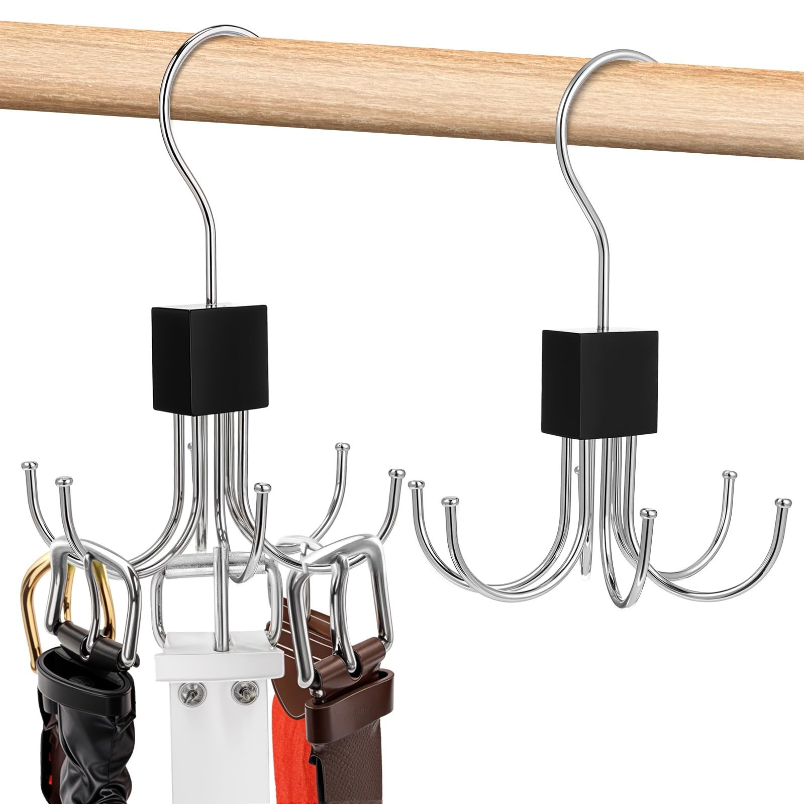 2 Pack 360° Rotating Belt & Bra Hanger Organizer for Ties, Tank Tops Accessories