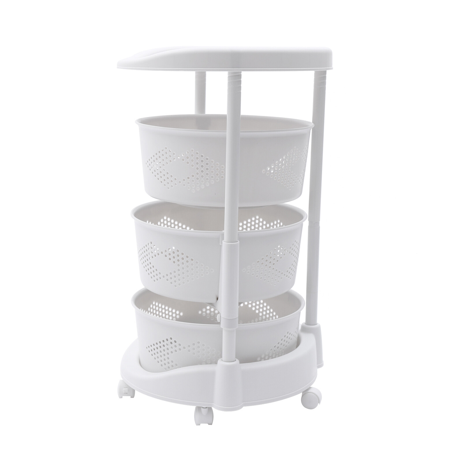 3-Layer Kitchen Storage Cart with Rotating Baskets for Fruits and Vegetables