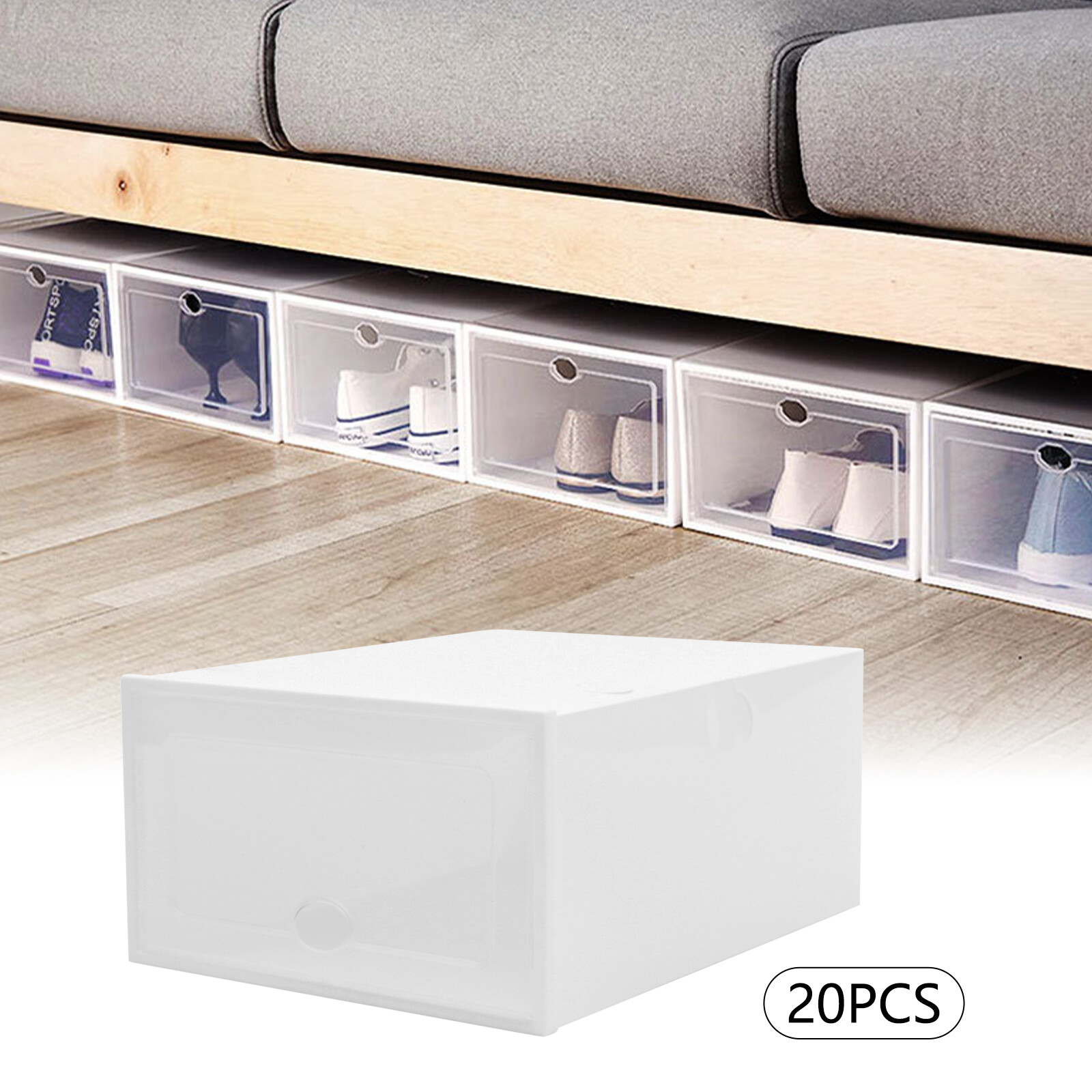 20Pcs Sneaker Display Case Organizer Stackable Shoe Storage Box Durable Plastic