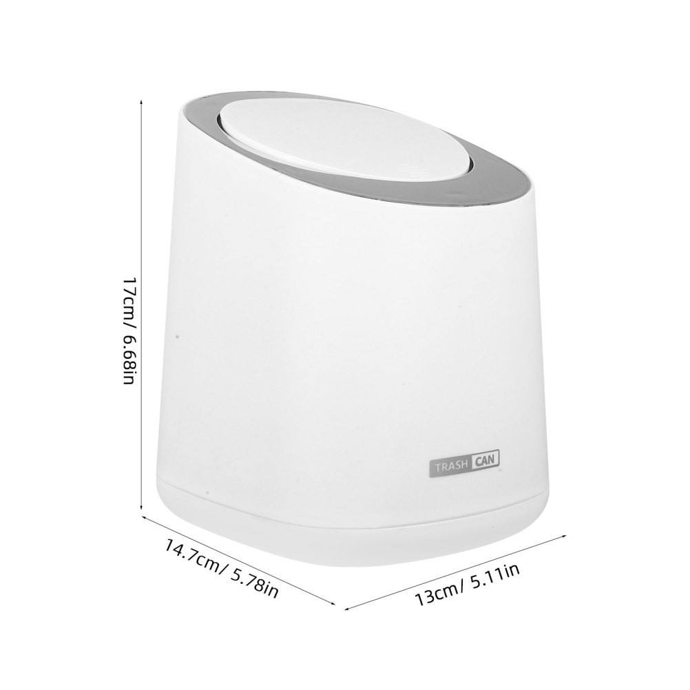 1 Set Reusable Small Desktop Garbage Bucket White ABS PP Press Lid