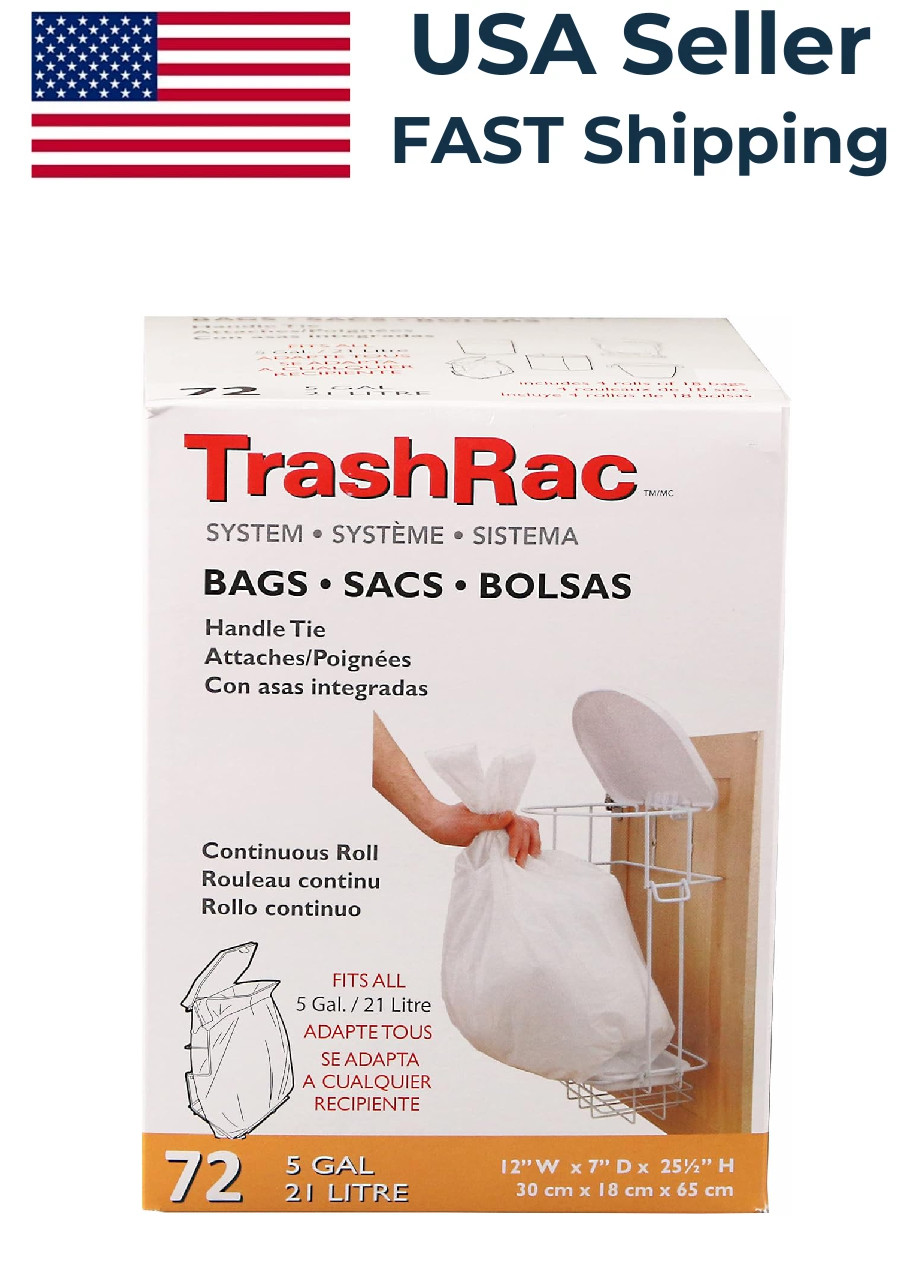 TrashRac Refill Bags 87072 Sacs For 5 Gallon Frame – 72 Count