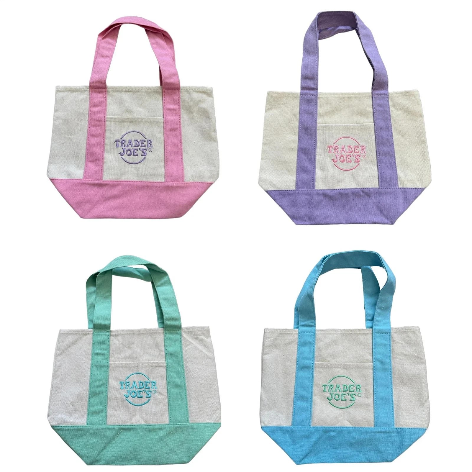 Trader Joe’s Mini Canvas Reusable Tote Bags Colorful Canvas Tote Bag 10 Colors