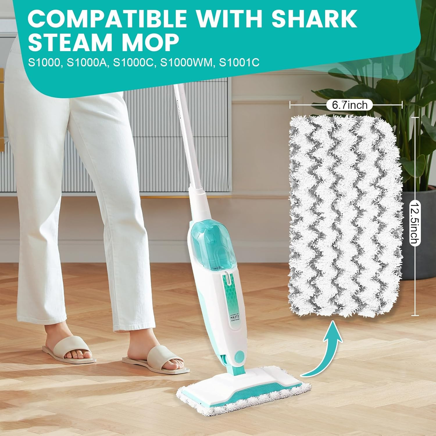 6 Pack Steam Mop Replacement Pads Compatible with Shark Steam Mops S1000…