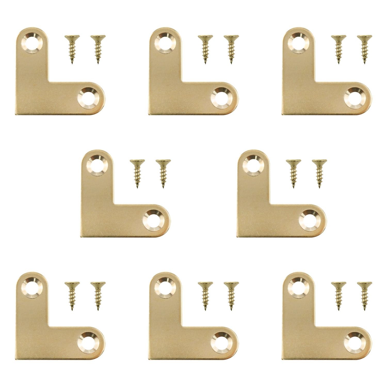 8 PCS 1 2.7cm Brass L-Shaped Flat Angle Bracket, Flat Angle Support Plate