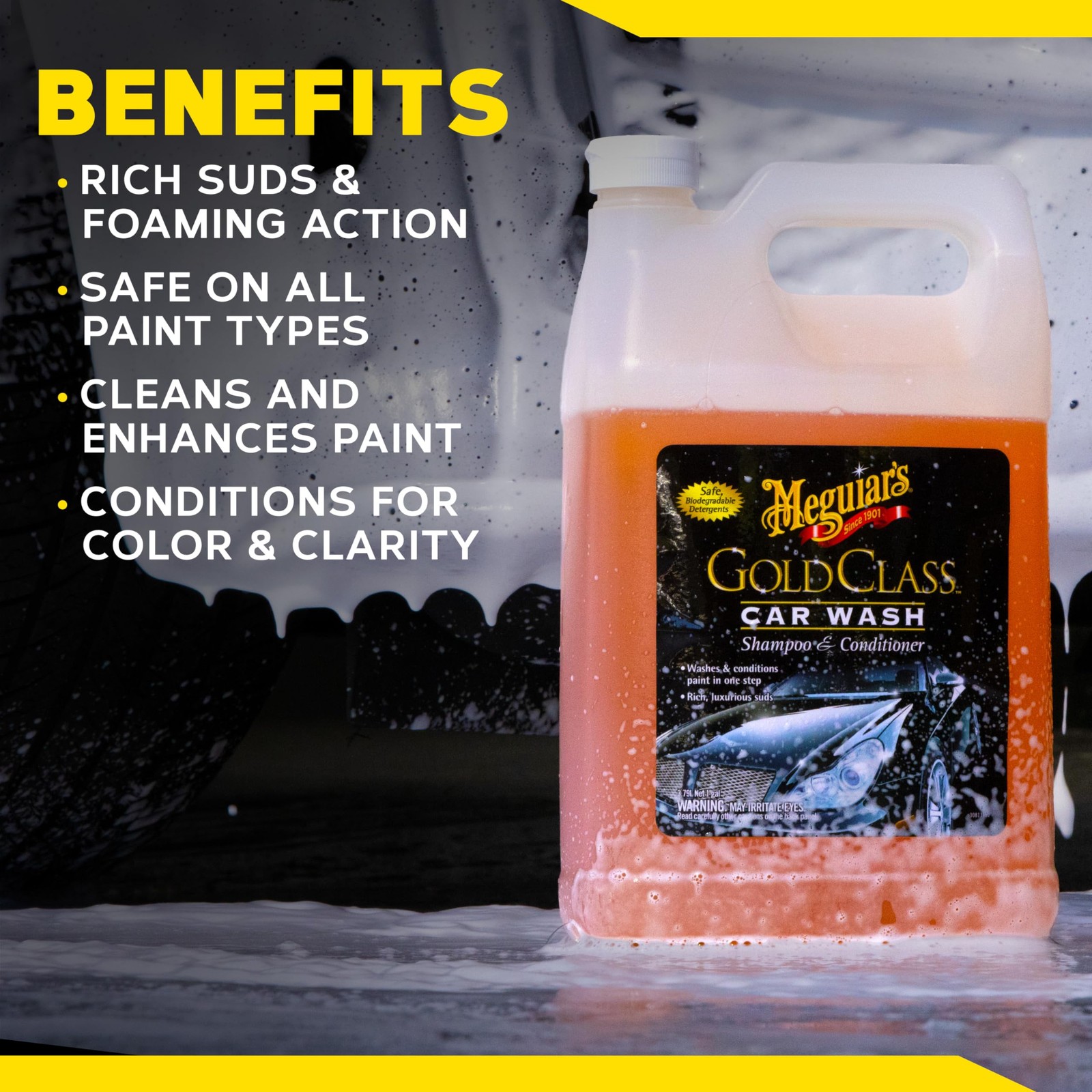 Meguiar’s Gold Class Foaming Car Wash Soap 128 Fl Oz Shampoo And Conditioner