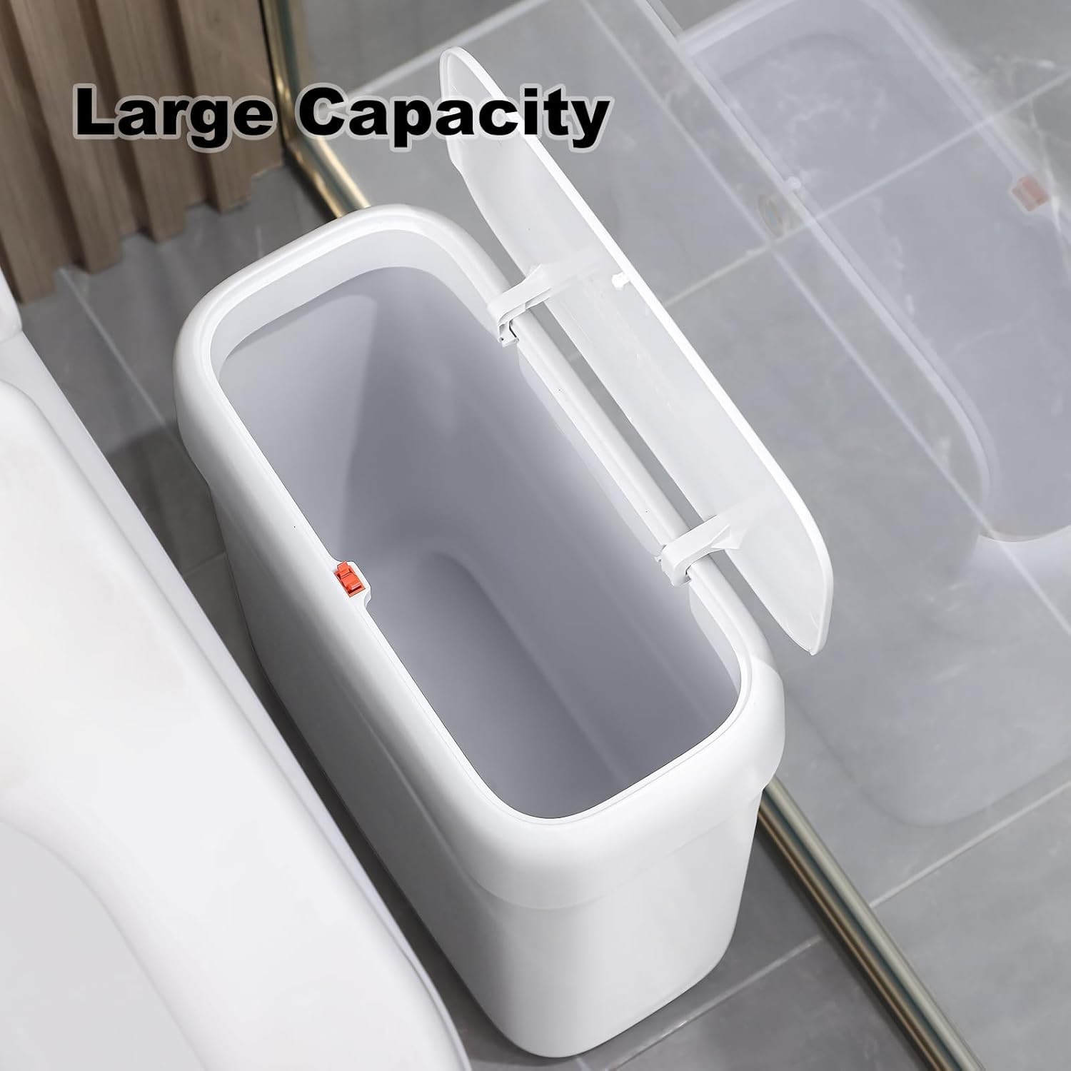 Cubo de basura pequeño con tapa para baño , 10 L / 2.7 galones, delgado, con tap