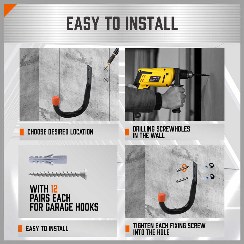 Heavy Duty Storage Hooks Wall Mounted Ladder Garage Bikes Tools Garden Shed