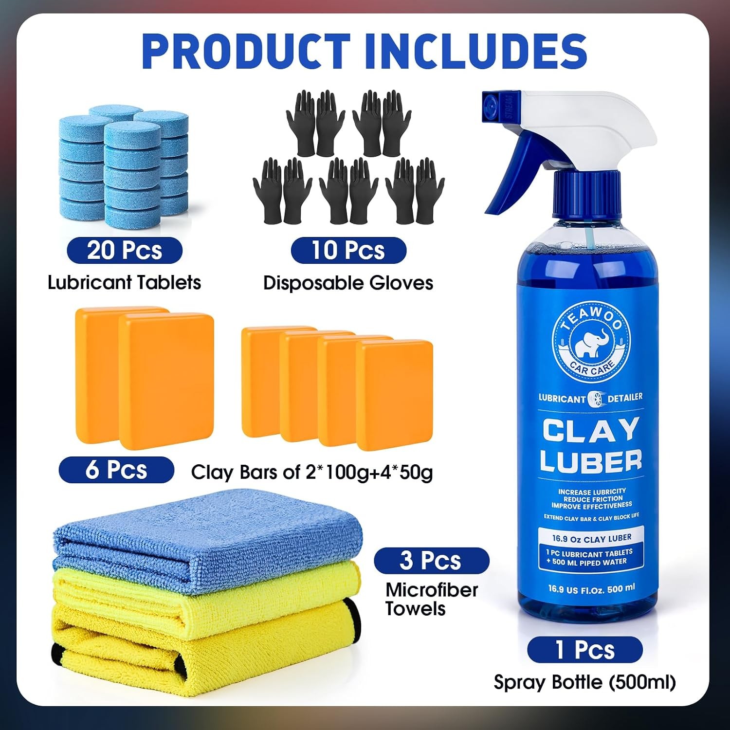 Car Detailing Kit 6 Count Clay Bar Kit for Car Cleaning and Detailing Supplies