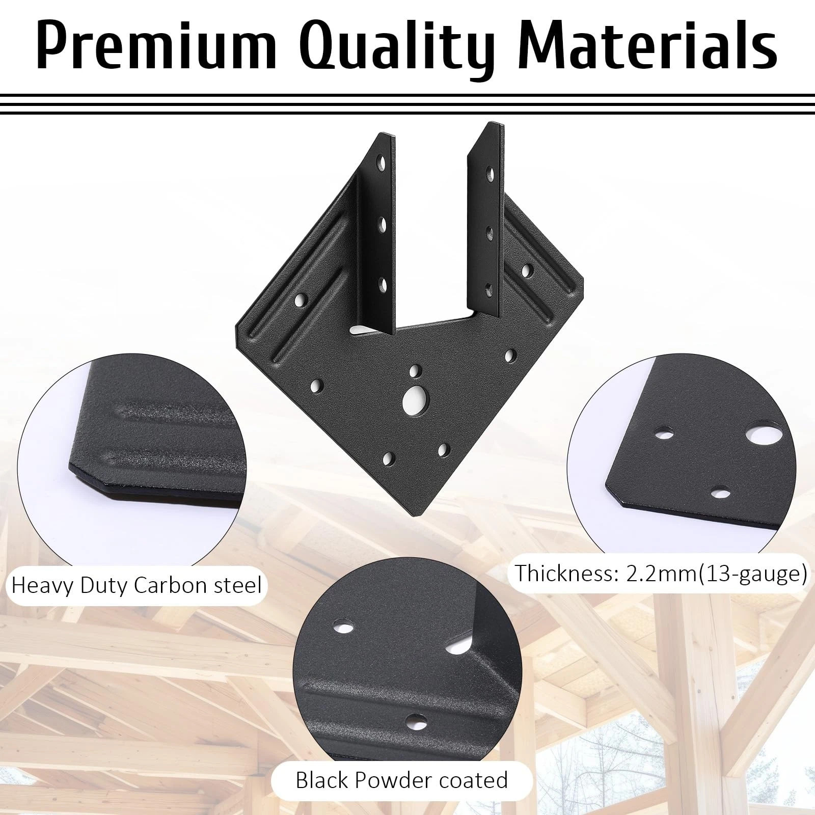 20PCS Black Hurricane Tie Rafter Connector 13 Gauge Joist Hanger for 2×4 2×6