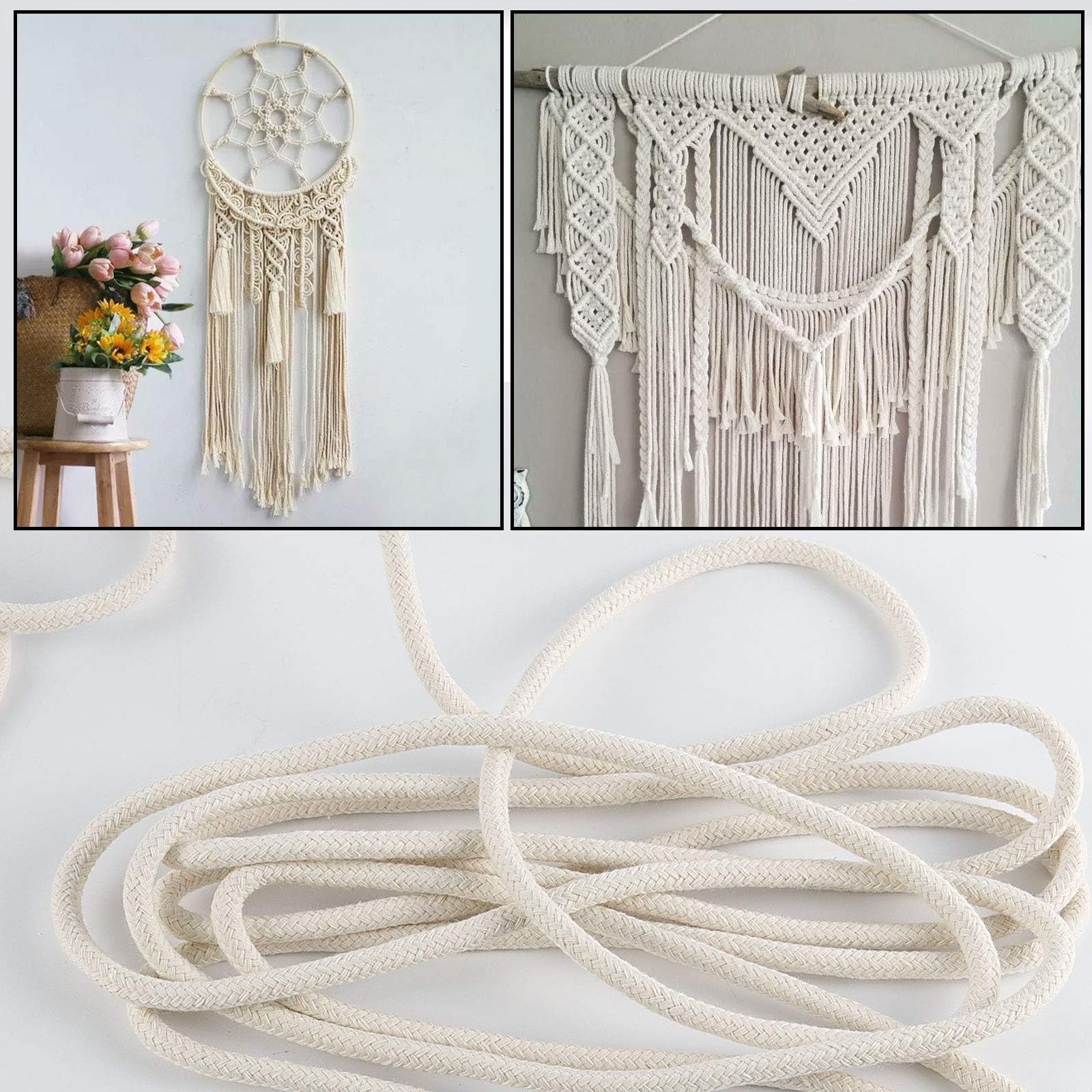 5/32 Inch White Natural Cotton Clothesline Rope, 4mm x 328 Feet Cotton Sash C…