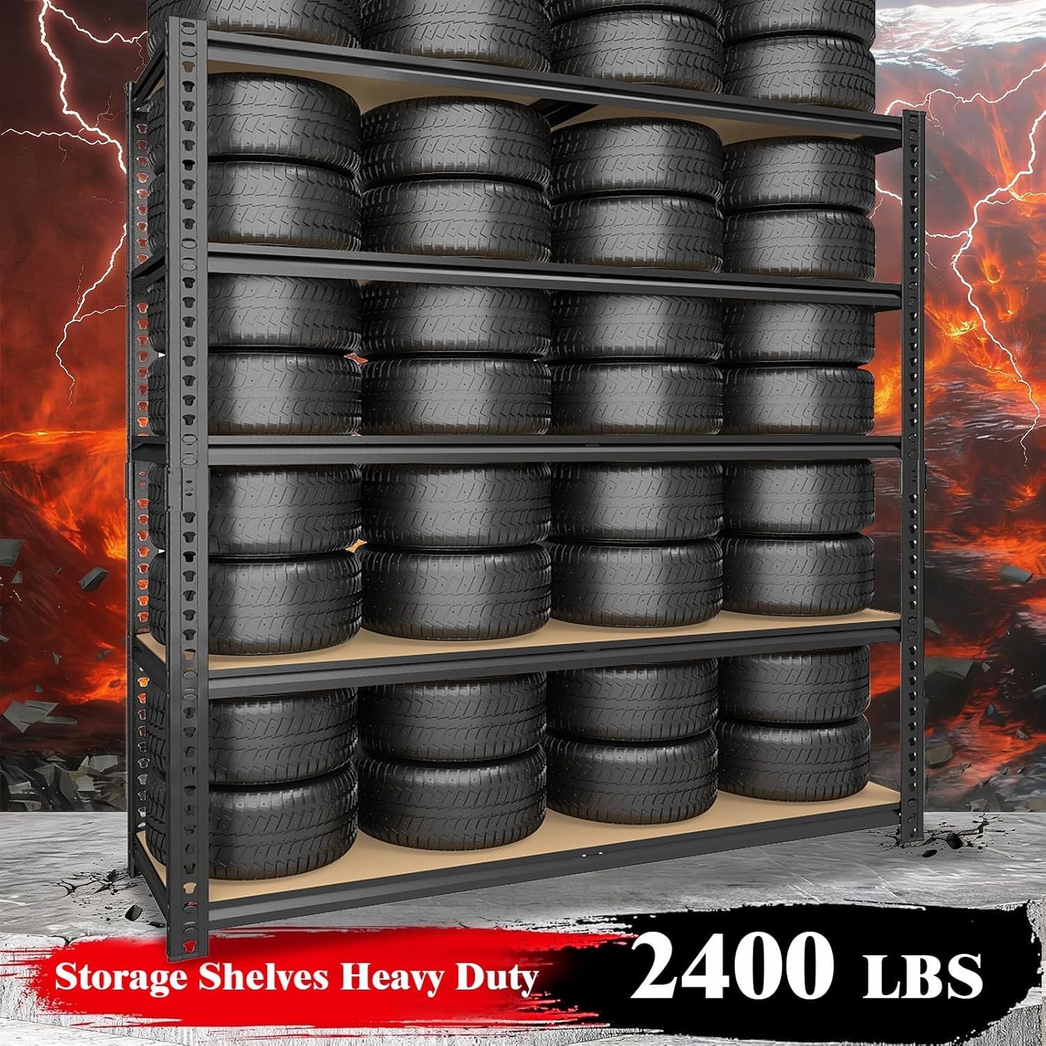 ZEUKMXOO Heavy Duty Garage Shelving 5 Tier Garage Storage Shelves 2400LBS