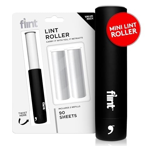 Portable Mini Lint Roller – 90 Extra Sticky Sheets, Pet Hair Remover, Travel Siz
