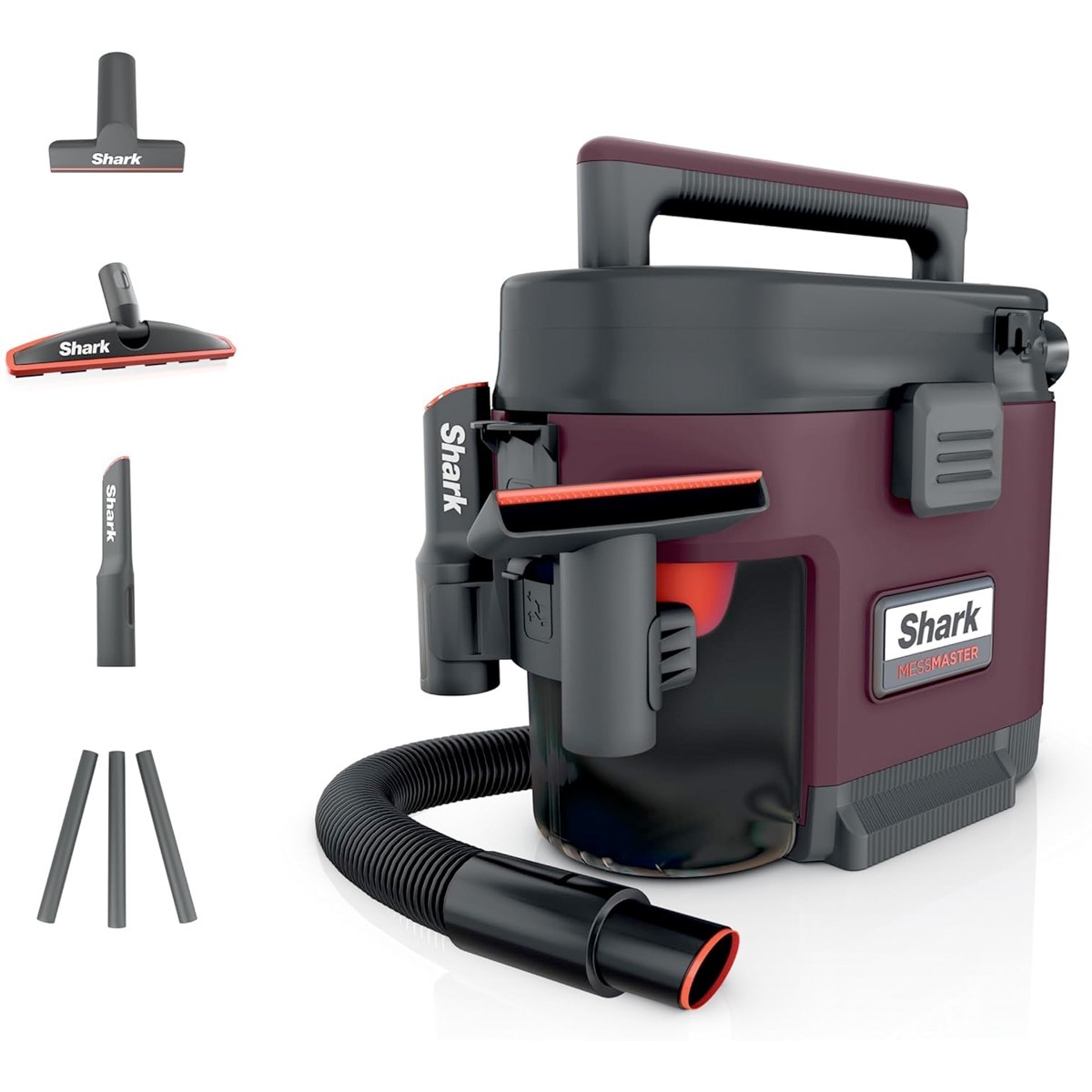 Shark Messmaster Portable Wet Dry Vacuum, 1 Gallon Capacity, True Grip Accessory