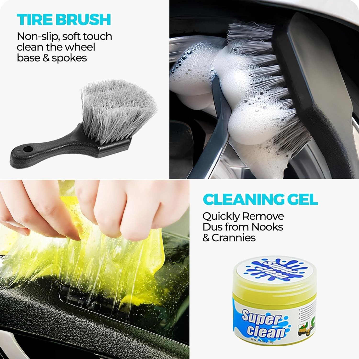 Car Detailing Kit with Detailing Brush Set and Auto Wash Cleaning Tools and