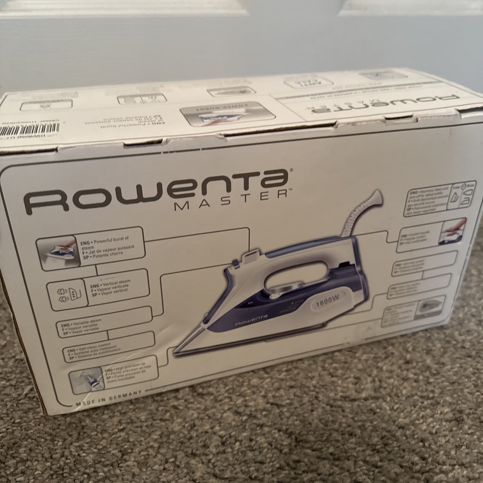 ROWENTA MASTER DW 9050 U1 AUTO-OFF Anti Calc Stainless Steel 1600W Steam Iron