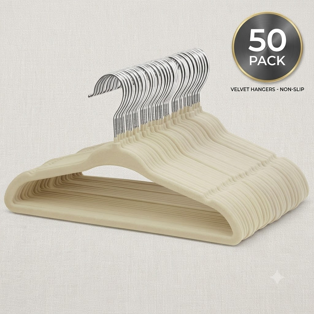 50 Premium Kids Velvet Hangers – 14″ Non-Slip Clothes Hangers for Kids