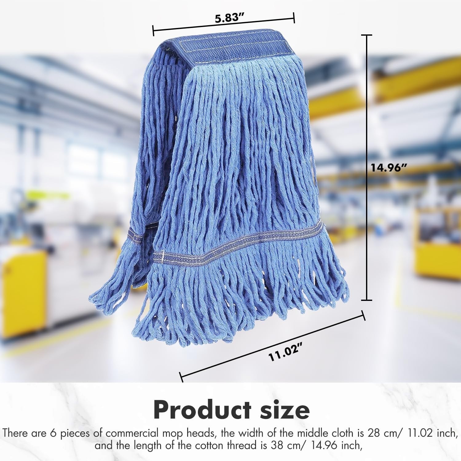 6 pack ,Commercial Mop Head Replacement, Heavy Duty Industrial Cotton Mop Heads
