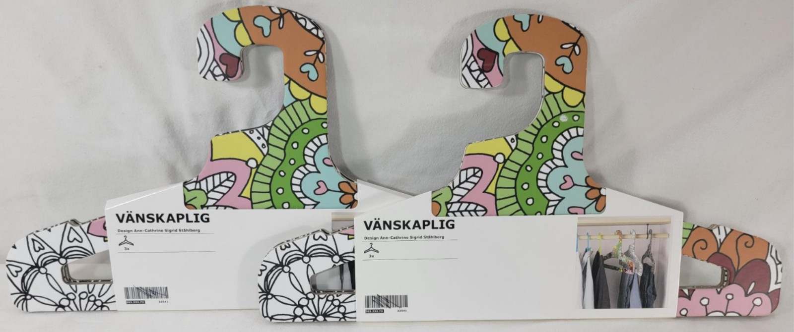 IKEA VÄNSKAPLIG Clothing Hangers 3-Pack Recycled Cardboard Colorful Lot of 2