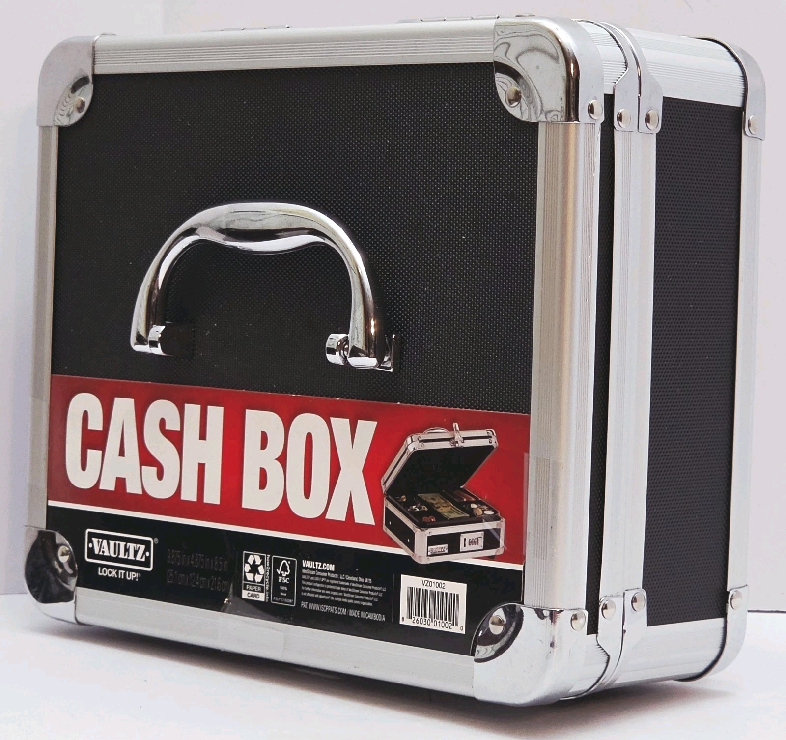 Vaultz Locking Cash Box w/ Combination Lock & Carrying Handle 8.5″x10″x4″, New