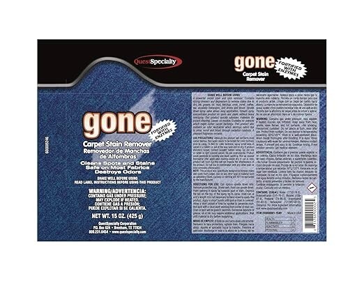 QuestSpecialty Gone Carpet Stain Remover Spray Sigle Can 15 oz