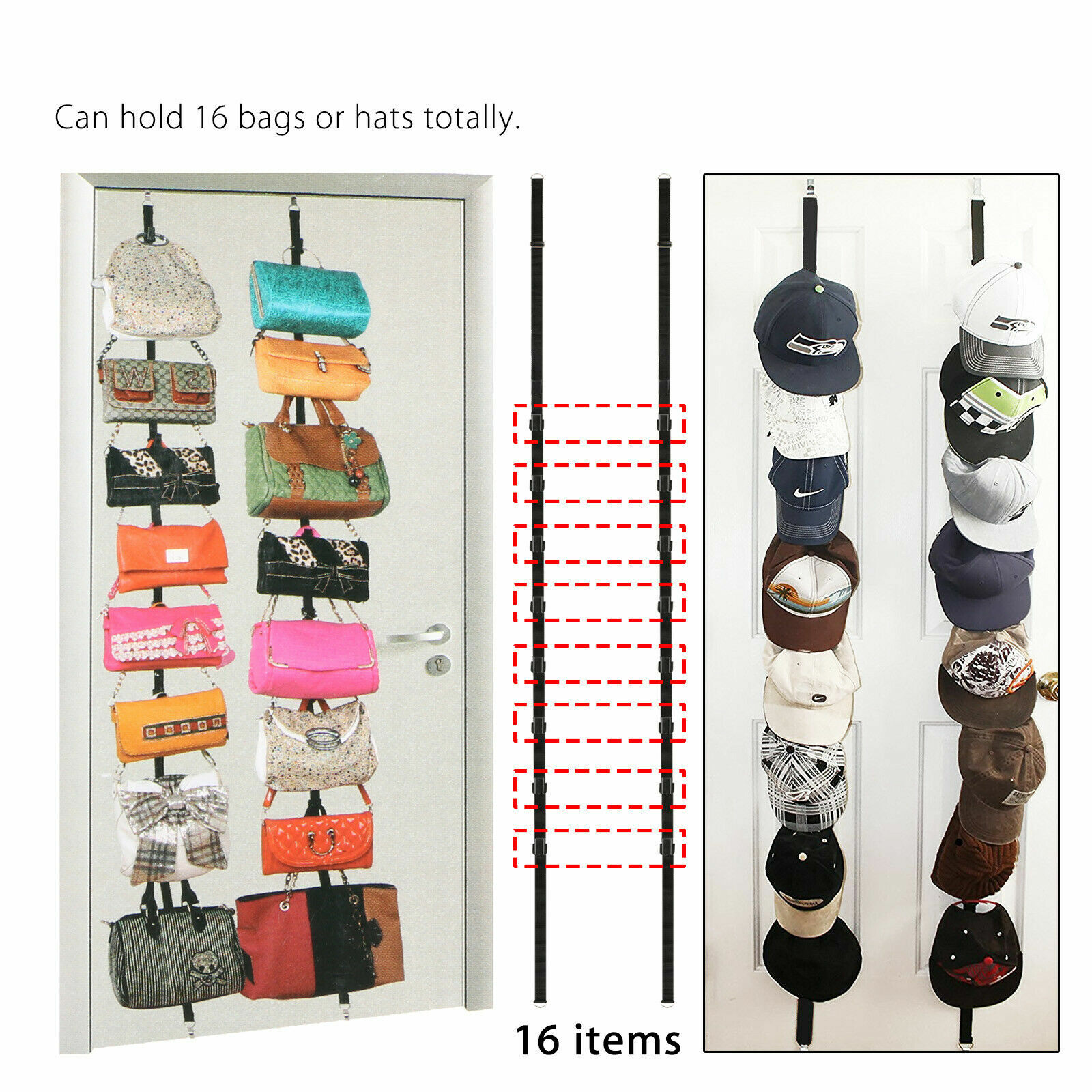 2× Cap Rack Closet Hanger Baseball Hat Wall Door Holder Hook Storage Organizer