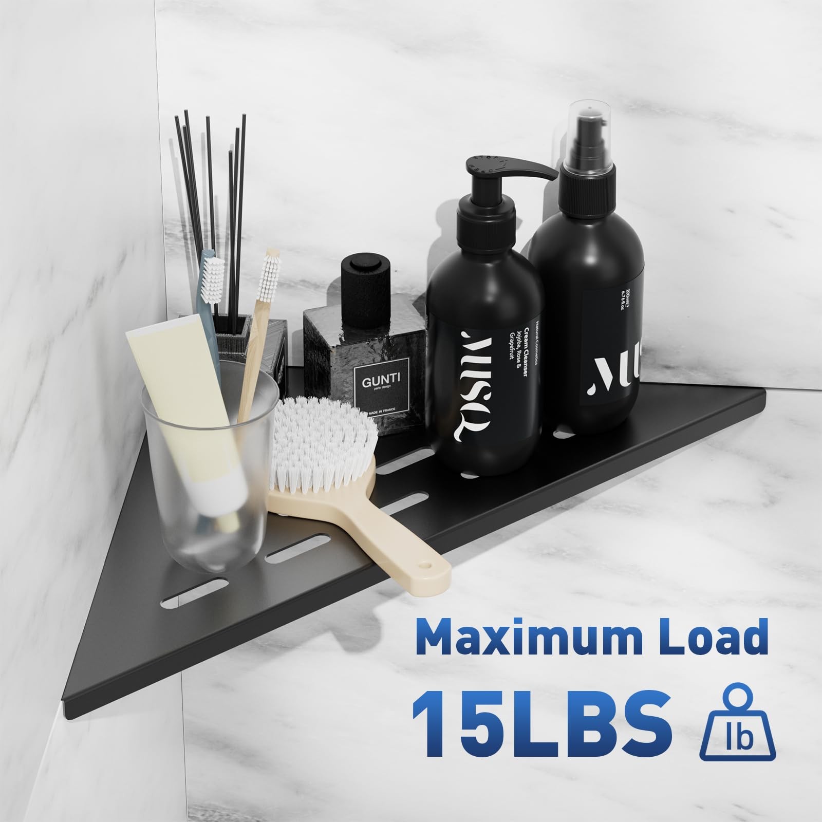 lives Corner Shower Shelves 2 Pack, Triangle-2pcs-Rectangular Patterns, Black
