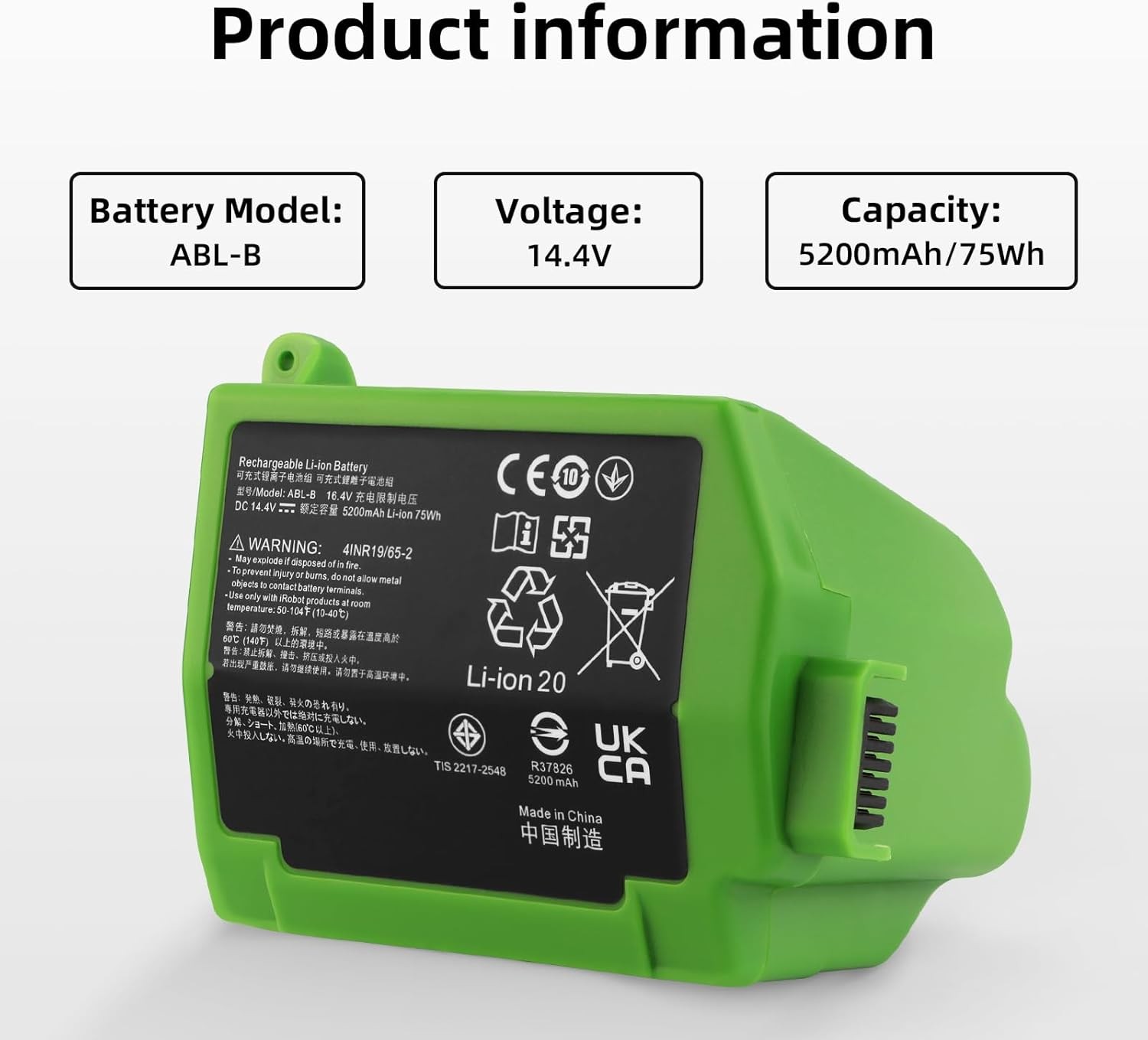 ABL B Battery for iRobot Roomba S9 9150 S9 S9550 9550 S9Plus S955020 S955880