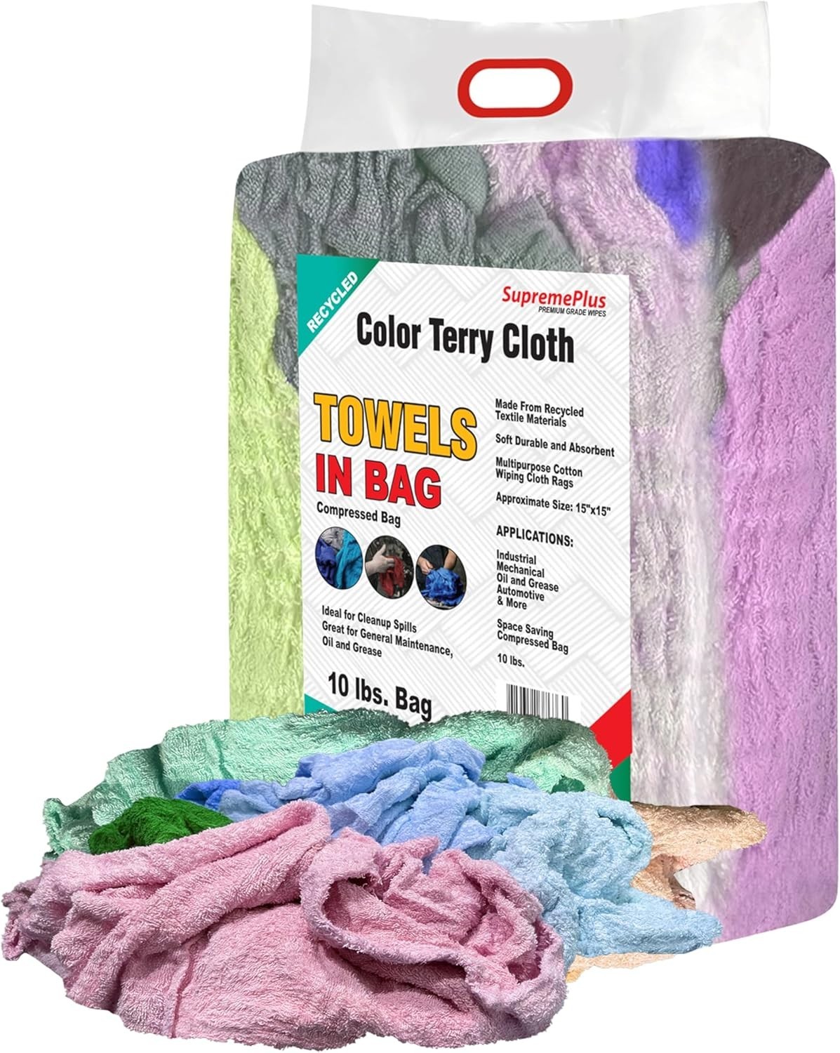 10 lbs Super Absorbent Cotton Terry Rags – Versatile Cleaning Towels in Bulk