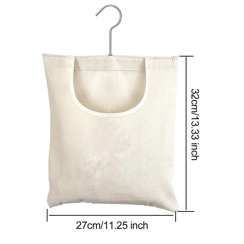 Canvas Clothespin Bag Portable Hanging Large Opening Storage Organizer Home