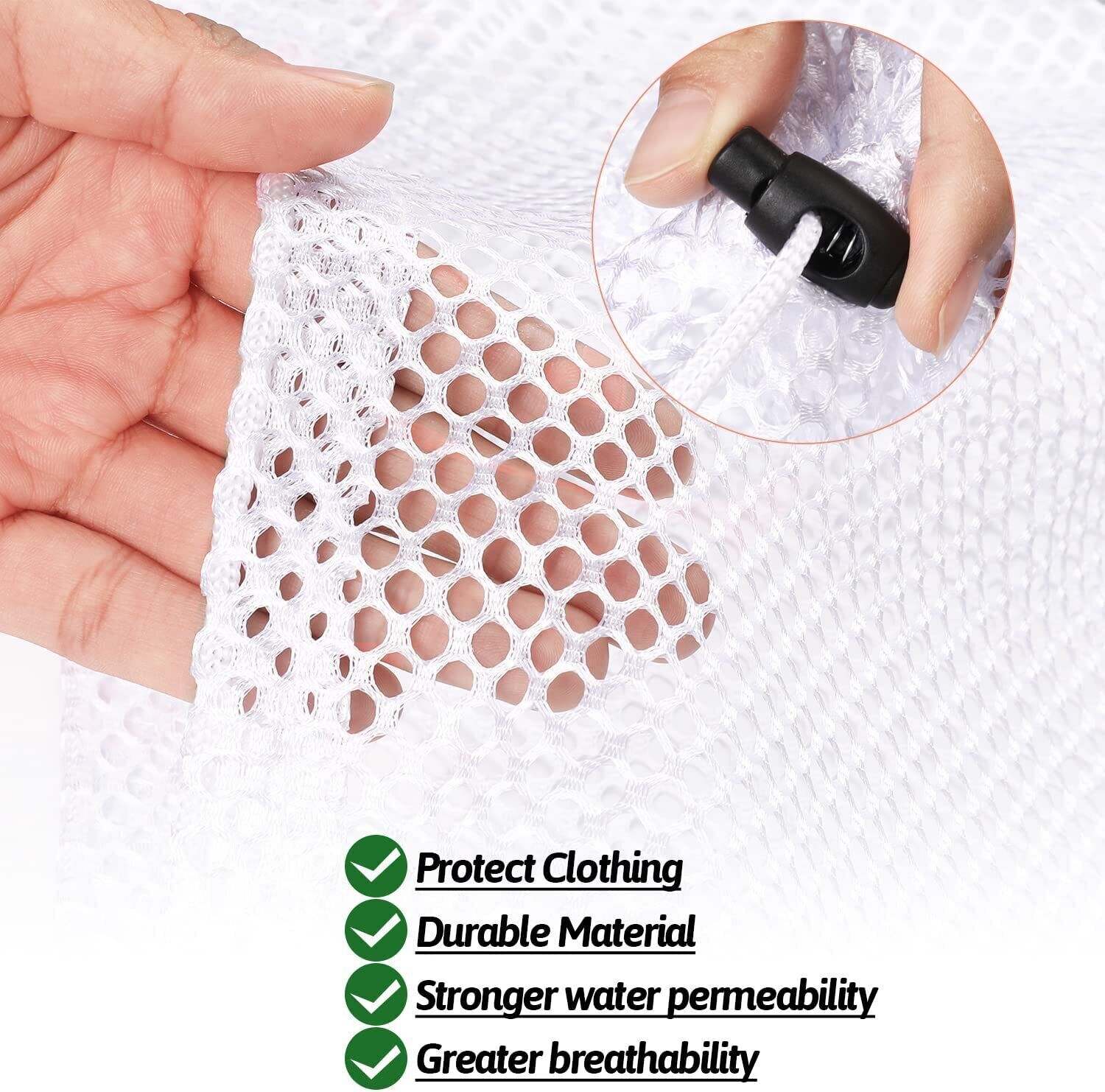 3×Heavy Duty Large Mesh Net Wash Clothes Laundry Bag With Drawstring Top Closure