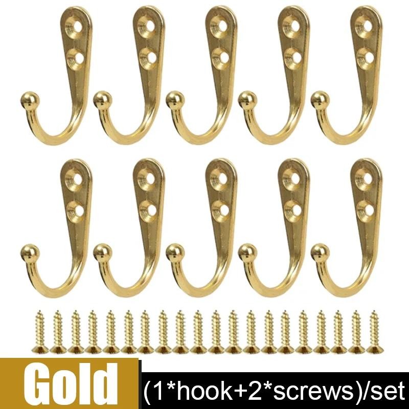 30set Alloy Hooks with Screws Wall Mounted Hanging Hangers for Coat Towel Bags