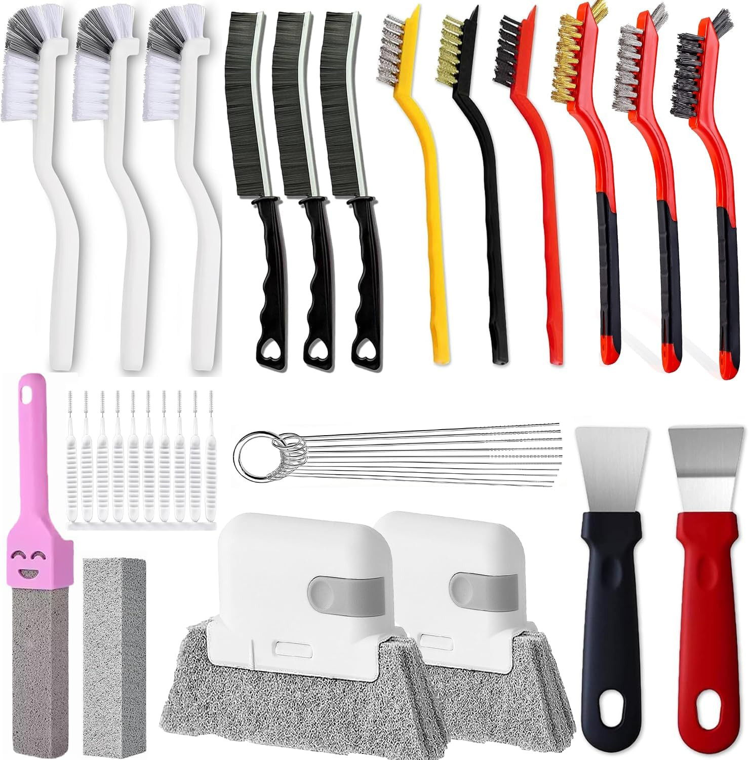 20Pcs Cleaning Brush Set, Crevice Cleaning Brush Set with Mini Wire Nylon Bristl