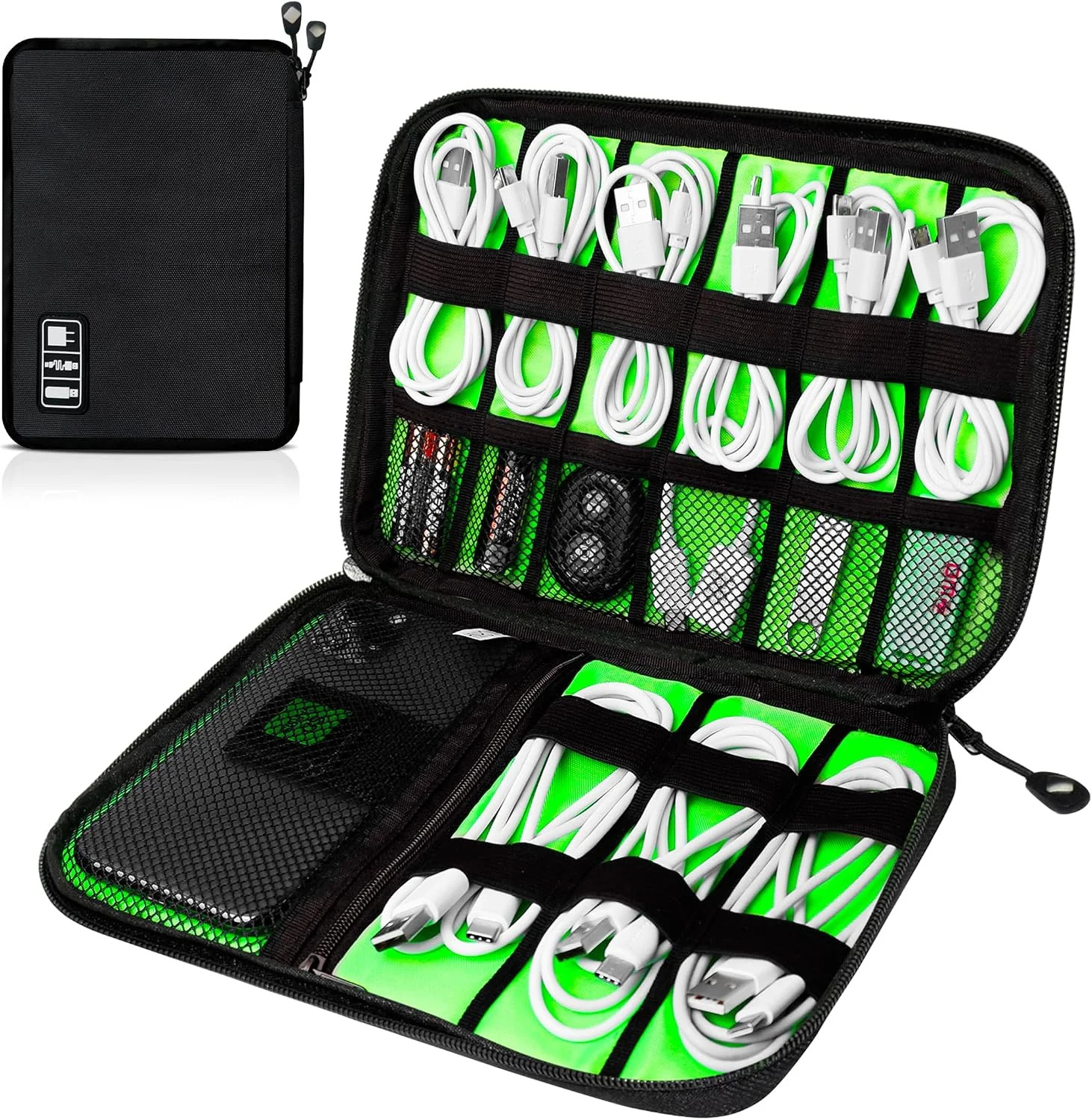 Electronics Travel Organizer Tech Pouch Cable Cord Charger Power Bank SD Card