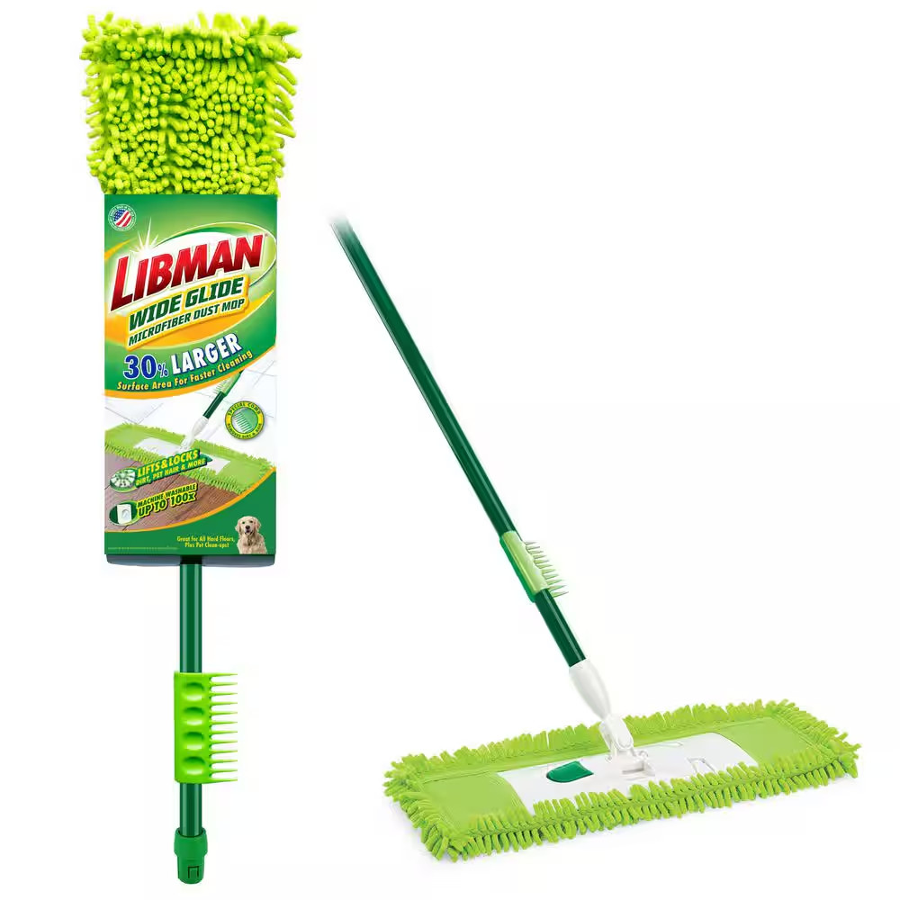 18 In. Microfiber Fingers Dust Flat Mop with 2-Piece Handle