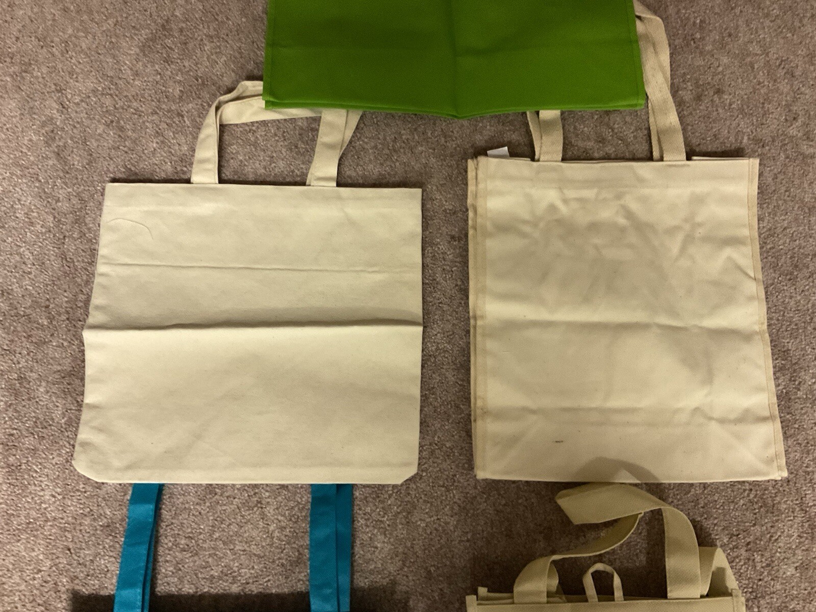 Lot of 5 Miscellaneous Sized Advertising Canvas Totes Bags.