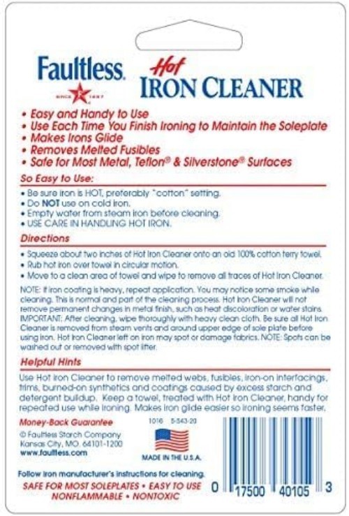 Hot Iron Cleaner Non-Toxic Steam Iron Cleaner Removes Melted Fabrics Glue Lim…