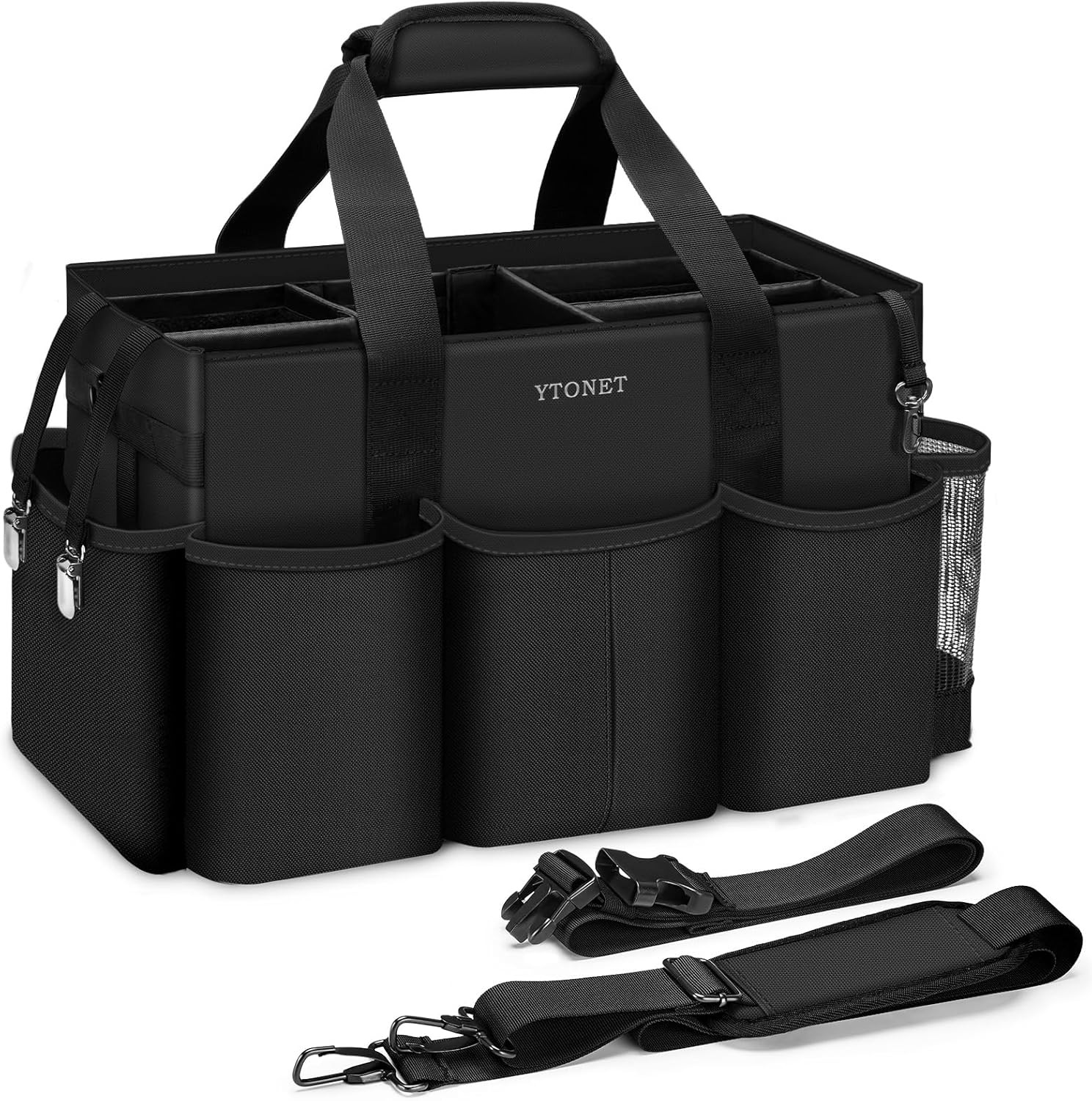 Wearable Cleaning Caddy Bag, Large Cleaning Supplies Organizer with 4 Foldable D